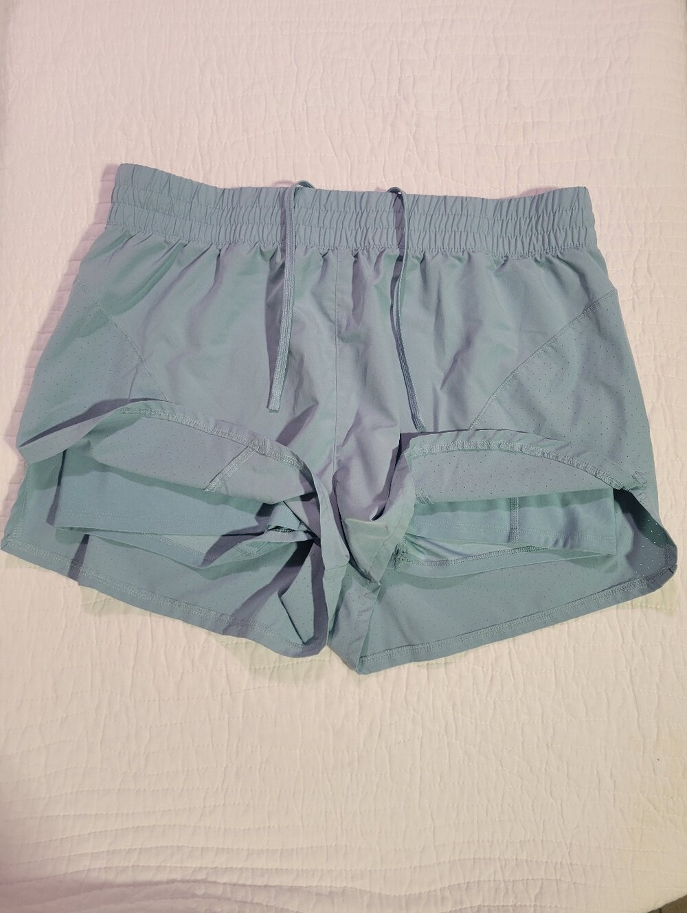 Asics Women's 2 In 1 Teal Athletic Running Shorts - Picture 2 of 6